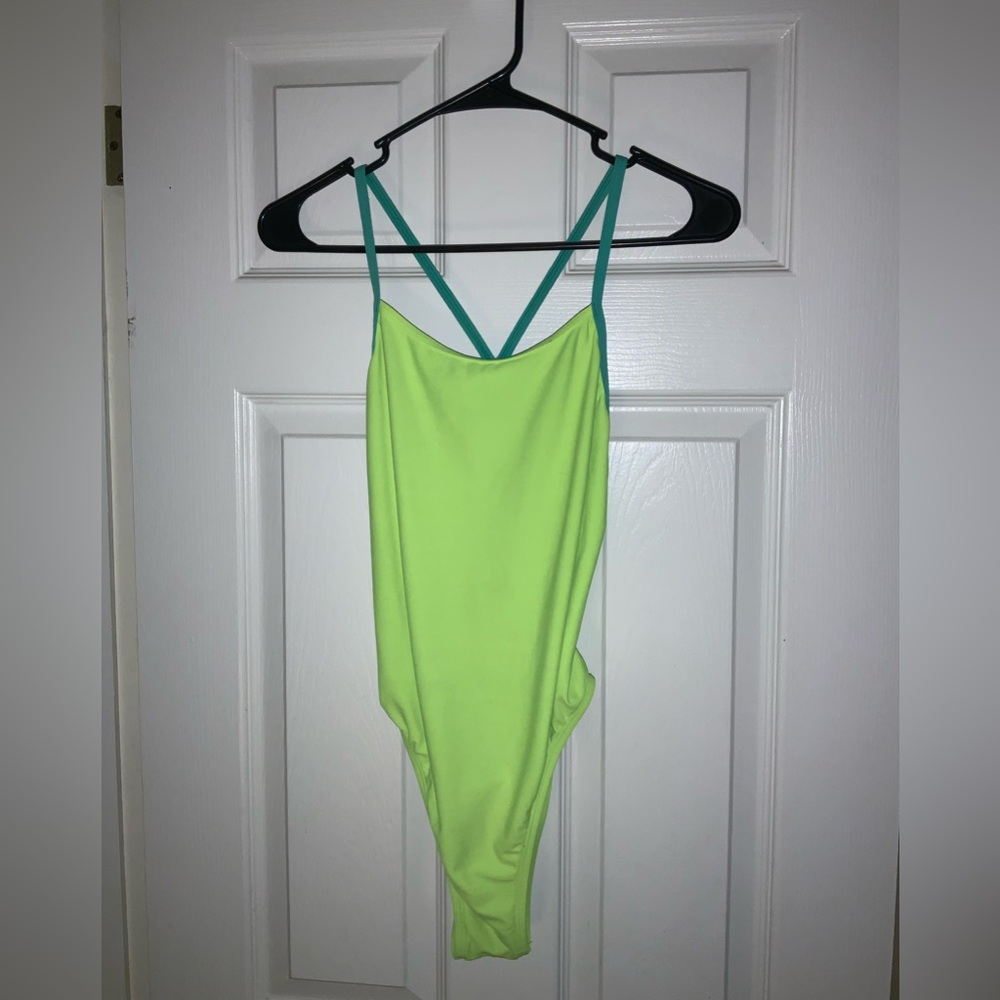 Perry Onesie Contrast in Highlighter Yellow, Seafoam and Icicle. Like New! Sz 34